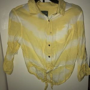 yellow and white tie-dye top